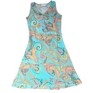 Vintage Retro Paisley Dress Sleeveless‎ V Neck Summer Casual Dress Medium